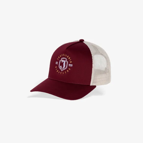 Czapka z daszkiem Bordowo biała trucker