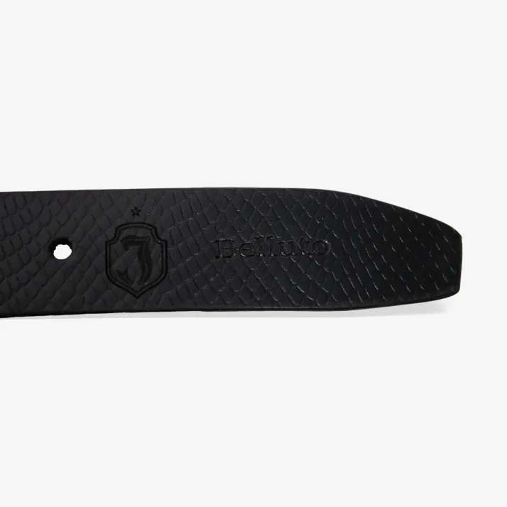 Pasek skórzany tłoczony czarny herb