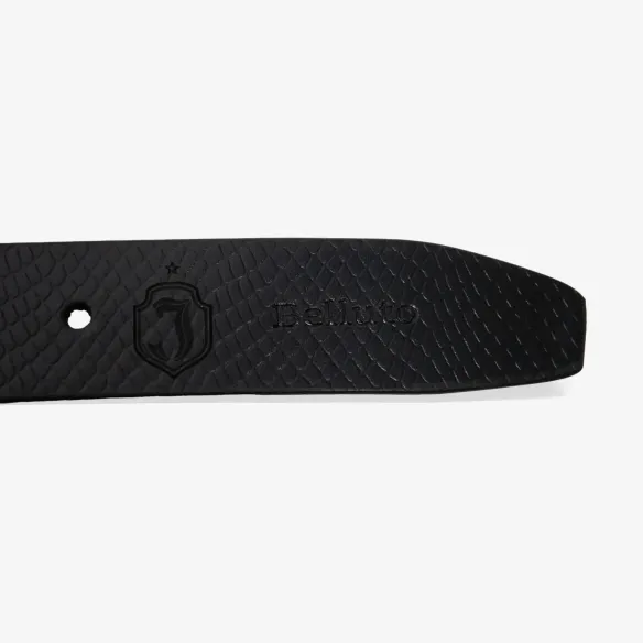 Pasek skórzany tłoczony czarny herb