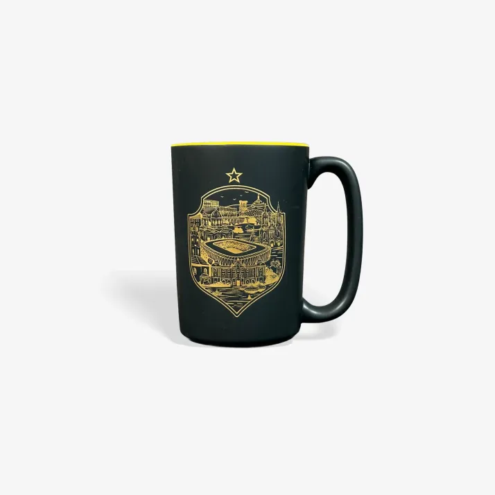 Kubek czarny z żółtym herb miasto