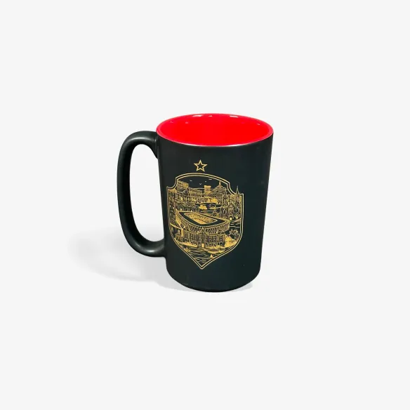 Kubek czarny z czerwonym herb miasto