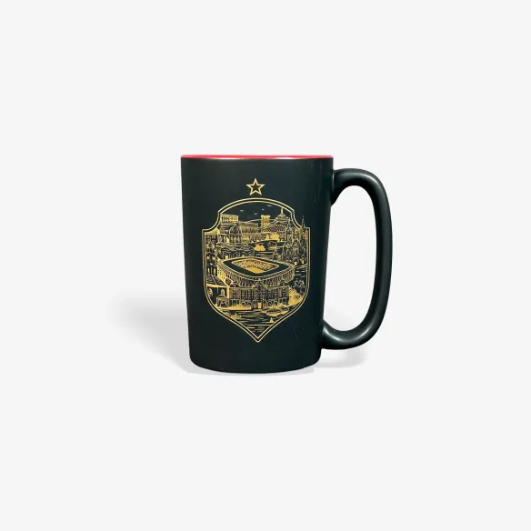 Kubek czarny z czerwonym herb miasto