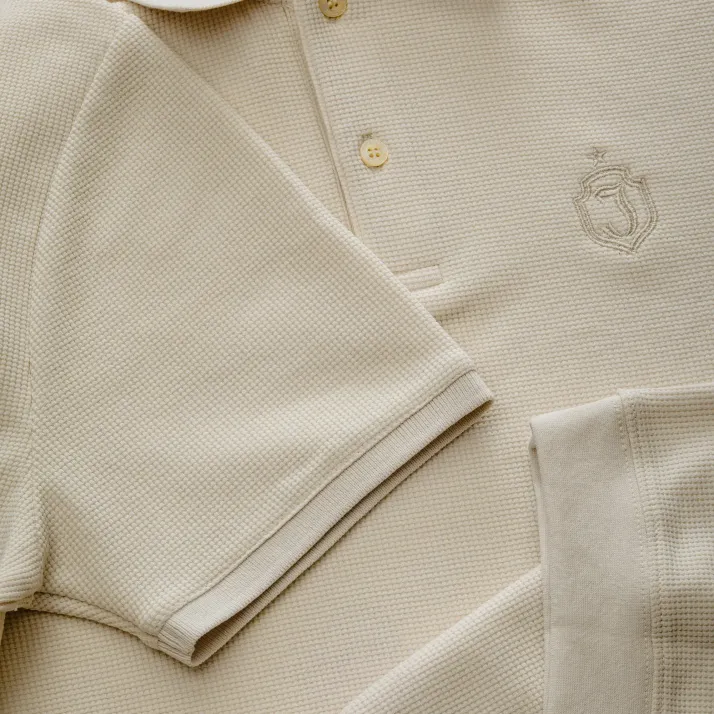 Koszulka polo waffle beżowa