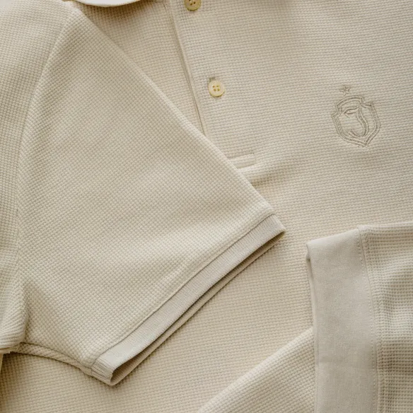 Koszulka polo waffle beżowa