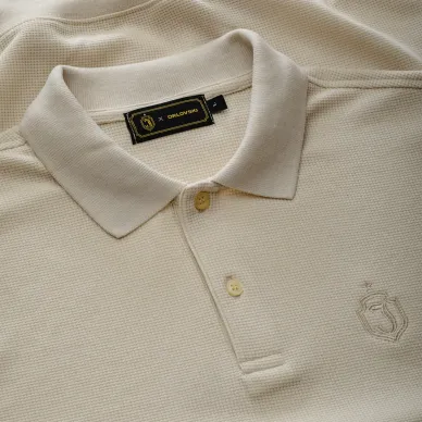 Koszulka polo waffle beżowa 2