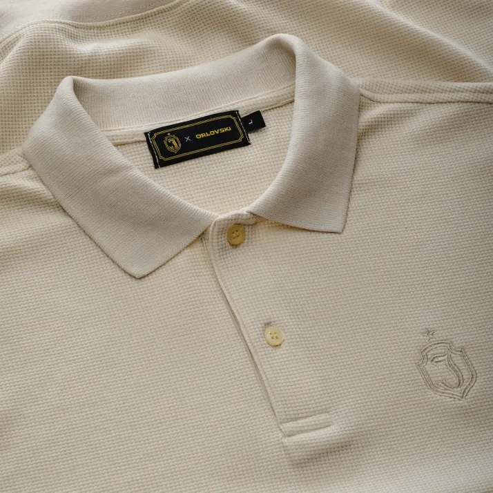 Koszulka polo waffle beżowa