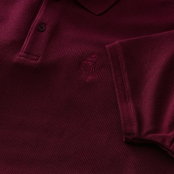 Koszulka polo waffle bordowa