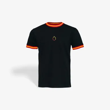 Koszulka czarna z żółto czerwonymi elementami herb miasto